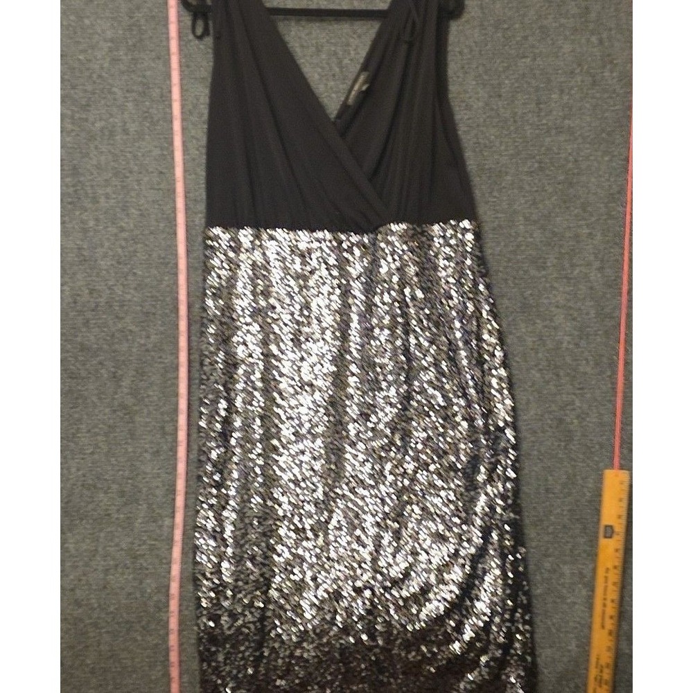 Lane Bryant Dress Womens 20 Black Sequin Colorblock Strappy Maxi Gown Formal